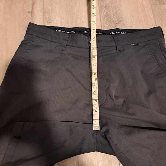 Travis Mathew Shorts Mens 32 Charcoal Gray Stretch Herringbone Blue Striped - Picture 11 of 12